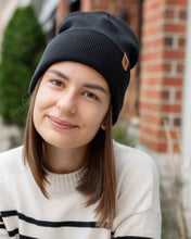 Load image into Gallery viewer, HAAKWEAR Beanie Made in USA - Classic Charcoal Black Knit Cuffed Hat
