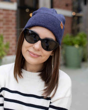 Load image into Gallery viewer, HAAKWEAR Denim Blue Knit Beanie - Cuffed Classic Hat, Made in USA

