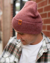 Load image into Gallery viewer, HAAKWEAR Knit Beanie - Cuffed Classic Hat in Rusty Burgundy, Made in USA
