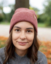 Load image into Gallery viewer, HAAKWEAR Knit Beanie - Cuffed Classic Hat in Rusty Burgundy, Made in USA
