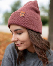 Load image into Gallery viewer, HAAKWEAR Knit Beanie - Cuffed Classic Hat in Rusty Burgundy, Made in USA
