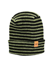 Load image into Gallery viewer, HAAKWEAR H Stitch RORO Cuffed Beanie (Patented Design) Black / Green, Made in USA
