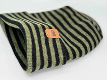 Load image into Gallery viewer, HAAKWEAR H Stitch RORO Cuffed Beanie (Patented Design) Black / Green, Made in USA
