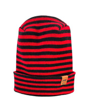 Load image into Gallery viewer, HAAKWEAR H Stitch RORO Cuffed Beanie (Patent Pending Design) Black / Red, Made in USA
