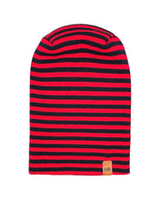 Load image into Gallery viewer, HAAKWEAR H Stitch RORO Cuffed Beanie (Patent Pending Design) Black / Red, Made in USA
