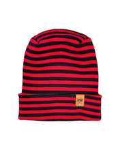 Load image into Gallery viewer, HAAKWEAR H Stitch RORO Cuffed Beanie (Patent Pending Design) Black / Red, Made in USA
