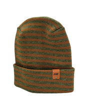 Load image into Gallery viewer, HAAKWEAR H Stitch RORO Cuffed Beanie (Patent Pending Design) Brown / Green, Made in USA
