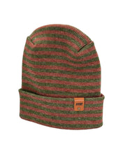 Load image into Gallery viewer, HAAKWEAR H Stitch RORO Cuffed Beanie (Patened Design) Burgundy / Green, Made in USA
