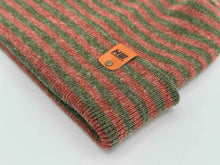 Load image into Gallery viewer, HAAKWEAR H Stitch RORO Cuffed Beanie (Patened Design) Burgundy / Green, Made in USA
