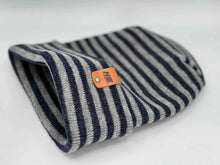 Load image into Gallery viewer, HAAKWEAR H Stitch RORO Cuffed Beanie (Patented Design) Gray / Denim, Made in USA
