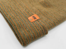 Load image into Gallery viewer, HAAKWEAR Traditional Contrast Cuffed Beanie Hat - Brown / Green, Made in USA
