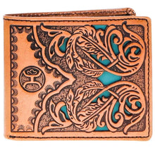 Load image into Gallery viewer, HOOey "Phoenix" (Tan/Turquoise) - Men's Bifold Wallet
