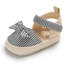 Load image into Gallery viewer, Newborn Baby Girl Striped Bow Sandals Soft Shoes Infants Anti-Slip Sneaker New Fashion Clogs 0-18M
