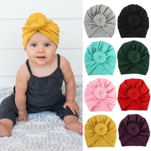 Load image into Gallery viewer, Newborn Toddler Baby Girl Turban Cotton Beanie Hat Warm Soft Cap Solid Knot Soft Wrap In Modern Style
