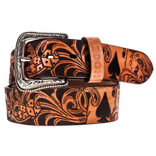 Load image into Gallery viewer, HOOey Gambler Filigree (Brown/Black) - Mens Leather Belt
