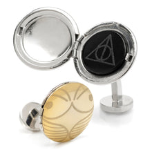 Load image into Gallery viewer, Harry Potter Golden Snitch Hidden Deathly Hallows Locket Cufflinks
