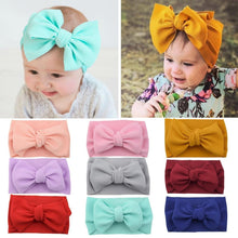 Load image into Gallery viewer, Fashion Trend Big Modern Baby Bow Accessories For Toddler Girls In Solid Bow Hairband Stretch Turban Knot Head Wrap Color  for Kids
