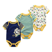 Load image into Gallery viewer, Modern 3PCS Baby Girl And Boy Newborn Boy Short Sleeve Baby Romper Jumpsuit Set For Boys and Girls
