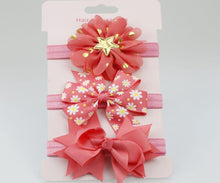 Load image into Gallery viewer, Luxury Modern Handamde 3PCS Set Elastic Flower Headbands for Baby Girls Hair Accessories Baby Girls Bows Nylon Bow For Girls
