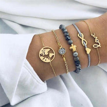 Load image into Gallery viewer, Luxury Modern  Gold Crystal Circle Arrow Bracelets Set for Women In Bohemian Pink Opal Adjustable Charm Bracelet Jewelry Style for Women and Ladies
