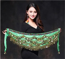 Load image into Gallery viewer, 1PC New Style Belly Dance Belt Newest Multi-color Glass Silk Velvet Dancing Belt Scarf Crystal BellyDance Waist Chain Hip Scarf
