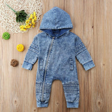Load image into Gallery viewer, Newborn Infant Baby Boys Long Sleeve Zipper Hooded Rompers Cotton Jumpsuit For Kids In Modern Design
