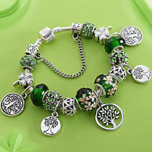 Load image into Gallery viewer, Elegant Modern Amazing Fashion New Luxury Silver Tree of Life Fashion Bracelet Green Leaf Crystal Charm Bracelet
