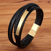 Load image into Gallery viewer, Classic Genuine Leather Bracelet For Men Hand Charm Jewelry Multilayer Magnet Handmade Gift For Cool Boys
