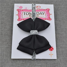Load image into Gallery viewer, Luxury New Baby Hair Bow Flower Headband Silver Ribbon Hair Band Handmade Hair Accessories Bow for Children
