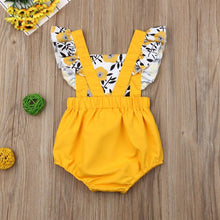 Load image into Gallery viewer, Summer Newborn Baby Girl Clothes Fly Sleeve Sunflower Print Romper Jumpsuit One-Piece Outfit  For Girls
