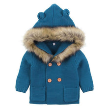 Load image into Gallery viewer, Winter Fashionable Sweaters For Baby Cardigans Autumn Hooded Newborn Knitted Jackets Cartoon Bear Children Long Sleeve Clothing
