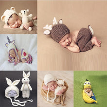 Load image into Gallery viewer, Modern Baby Cap Deer Design Handmade Crochet Deer Costume Set Knitted Hats And Toy For Girls and Boys Kids
