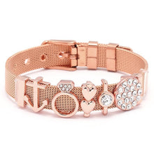 Load image into Gallery viewer, Fashion Stainless Steel Woman and Men Bracelet Mesh Bracelet Set Crystal Heart Anchor Charm Fine Bracelet Bangle For Female Lover
