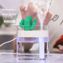 Load image into Gallery viewer, 160ML Ultrasonic Air Humidifier Clear Cactus Color Light USB Essential Oil Diffuser Car Purifier Aroma Mist Maker
