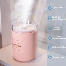 Load image into Gallery viewer, 280ML Ultrasonic Air Humidifier Candle Romantic Soft Light USB Essential Oil Diffuser Car  Aroma Mist Maker
