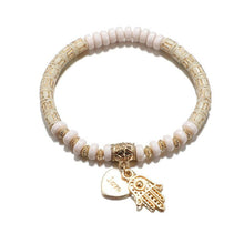 Load image into Gallery viewer, Ethnic Hand Heart Eye Adjustable Pendant Layered Bracelets Set for Women Beads String Bracelet Bangle Anklets Luxury Jewelry For Women
