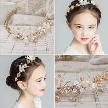 Load image into Gallery viewer, Handamde  Lucury Hair Accessories For Girls Kids Flower Crown Adjustable Flower Headband Pearls Head Wreath For Girls
