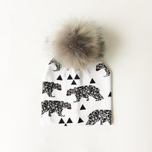 Load image into Gallery viewer, Luxury Modern Unique Toddler Boys and Girls Cartoon Printing Cotton Pompom Cap For Baby Beanie Hat With Pompon For Kids
