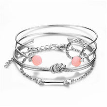 Load image into Gallery viewer, Luxury Modern  Gold Crystal Circle Arrow Bracelets Set for Women In Bohemian Pink Opal Adjustable Charm Bracelet Jewelry Style for Women and Ladies
