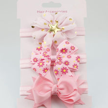 Load image into Gallery viewer, Luxury Modern Handamde 3PCS Set Elastic Flower Headbands for Baby Girls Hair Accessories Baby Girls Bows Nylon Bow For Girls
