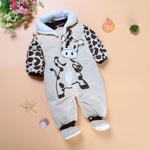 Load image into Gallery viewer, Warm Autumn Winter Baby Girls Boys Rompers Cartoon Cute Thick Warm Hooded Jumpsuits For Babies In Modern Design
