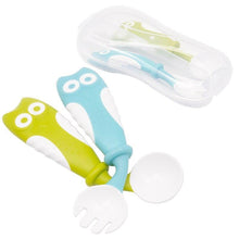 Load image into Gallery viewer, Baby Own Spoon and Fork Set With Travel Safe Case Toddler Babies Children Feeding Training Spoon Easy Grip Heat-Resistant Spoon
