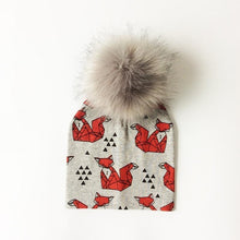 Load image into Gallery viewer, Luxury Modern Unique Toddler Boys and Girls Cartoon Printing Cotton Pompom Cap For Baby Beanie Hat With Pompon For Kids
