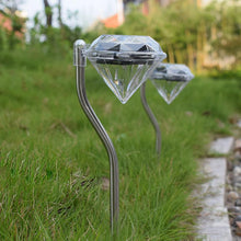 Load image into Gallery viewer, 4 Solar Garden Diamond LED Lamps In White Warm White And Multicolor Stainless Steel Lamps For Garden Pathway Yard
