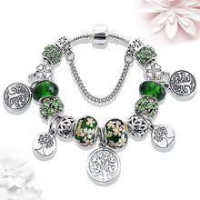 Load image into Gallery viewer, Elegant Modern Amazing Fashion New Luxury Silver Tree of Life Fashion Bracelet Green Leaf Crystal Charm Bracelet
