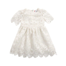 Load image into Gallery viewer, Handmade Classic Baby Girls Dress with Princess Floral Lace And Hollow Out Short Sleve Party Dress For Girls
