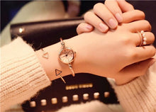 Load image into Gallery viewer, Small Gold Bangle Bracelet Luxury Watches Stainless Steel Retro Ladies Quartz Wristwatches Fashion Casual Women Dress Watch For Women and Girls
