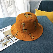 Load image into Gallery viewer, Modern Children's Bucket Hats Cartoon giraffe Sun Hat Girls Boys Outdoor Beach Hat Camping Fishing Cap For Girls and Boys
