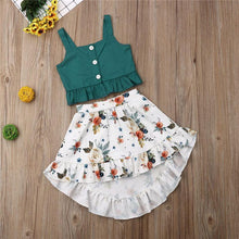 Load image into Gallery viewer, Stilish 2Pcs Baby Girl Toddler Dress For Baby Girl with Ruffle Tops Floral Dress Set In Modern Flower Interetsing Design For Girls Kids
