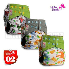 Load image into Gallery viewer, Modern Luxury Printed Washable Real Cloth Pocket Nappy,3 nappies/diapers Set For Girls and Boys Baby In Elegant Style
